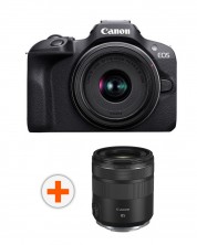 Fotoaparat Canon - EOS R100, RF-S 18-45mm, f/4.5-6.3 IS STM, Black + Objektiv Canon - RF 85mm f/2 Macro IS STM -1